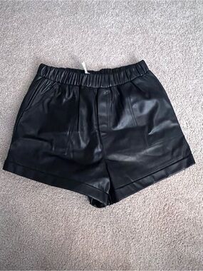 Mustard Seed Black Faux Leather High-Waist Shorts